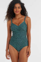 BEACHWAVE corrigerend badpak met overslag groen/zwart