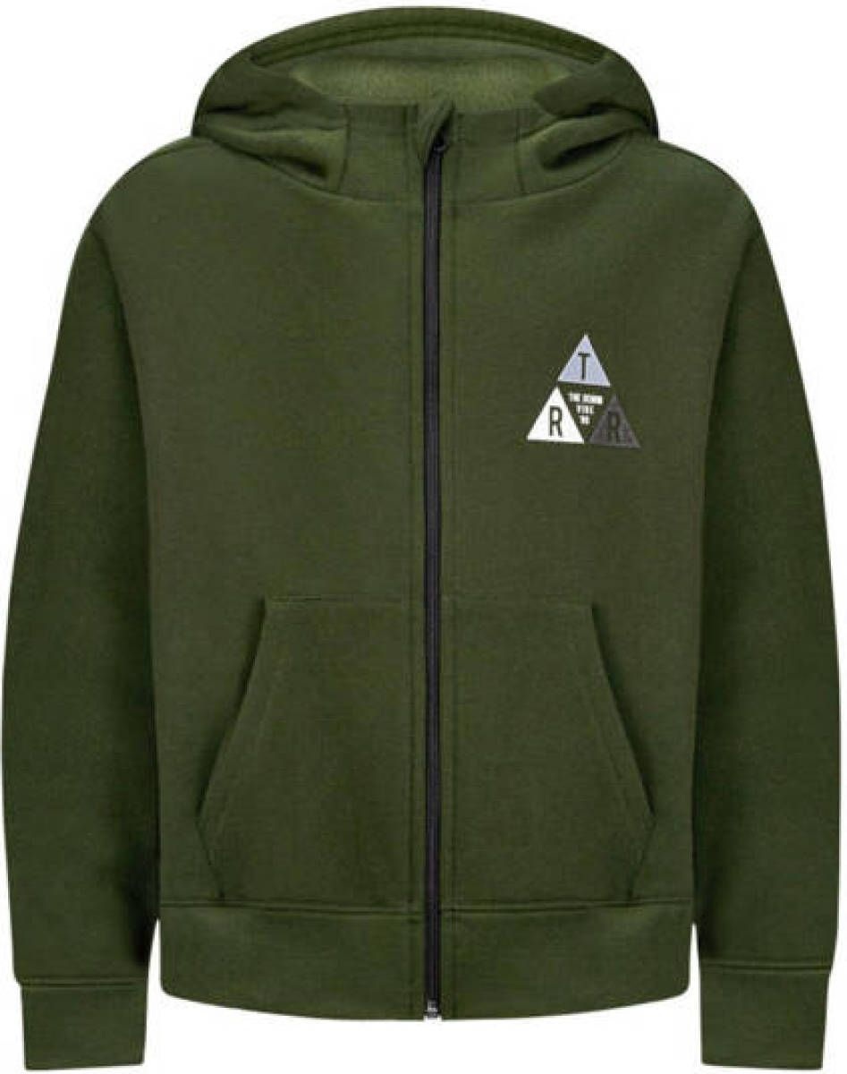 Retour Denim sweatvest Diego met printopdruk army groen