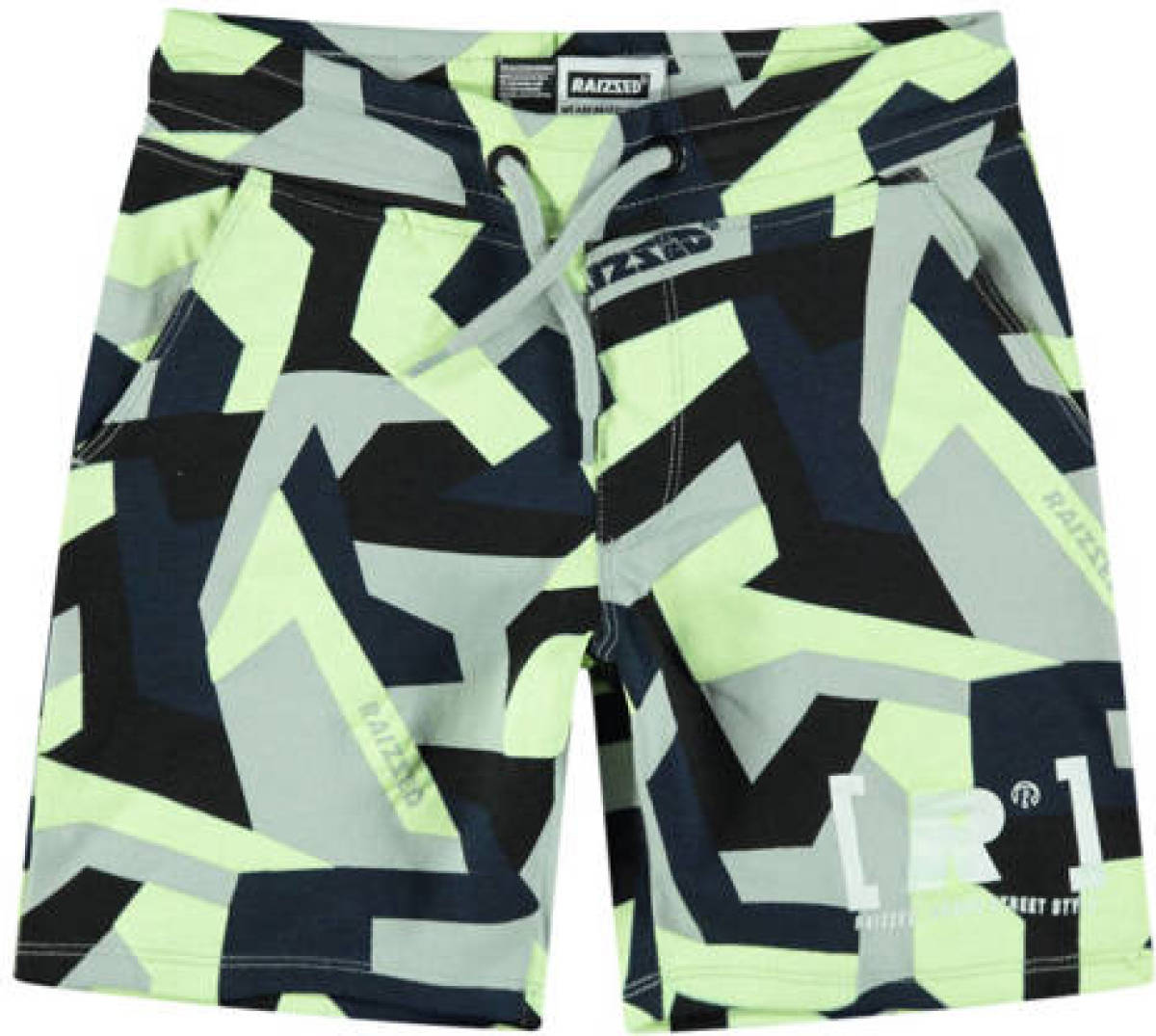 Raizzed short met grafische print neongroen/zwart/grijs