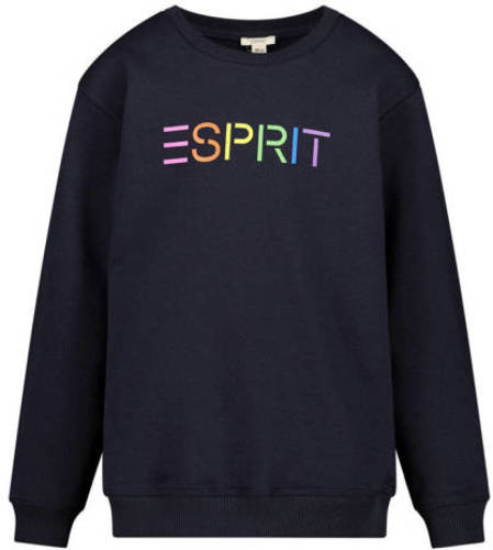 Esprit sweater met logo donkerblauw