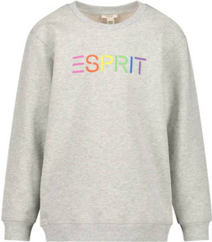 Esprit sweater met logo grijs melange