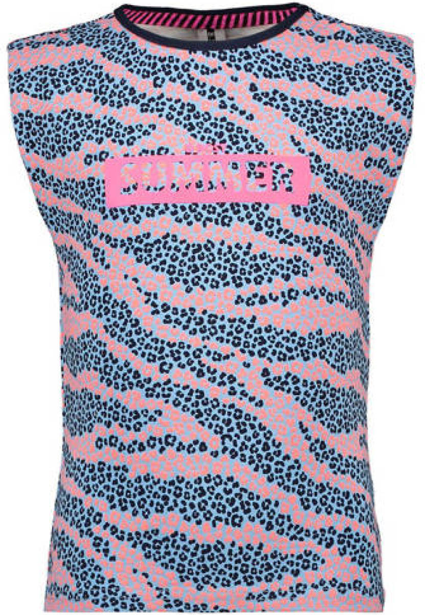 B.Nosy T-shirt met all over print blauw/roze