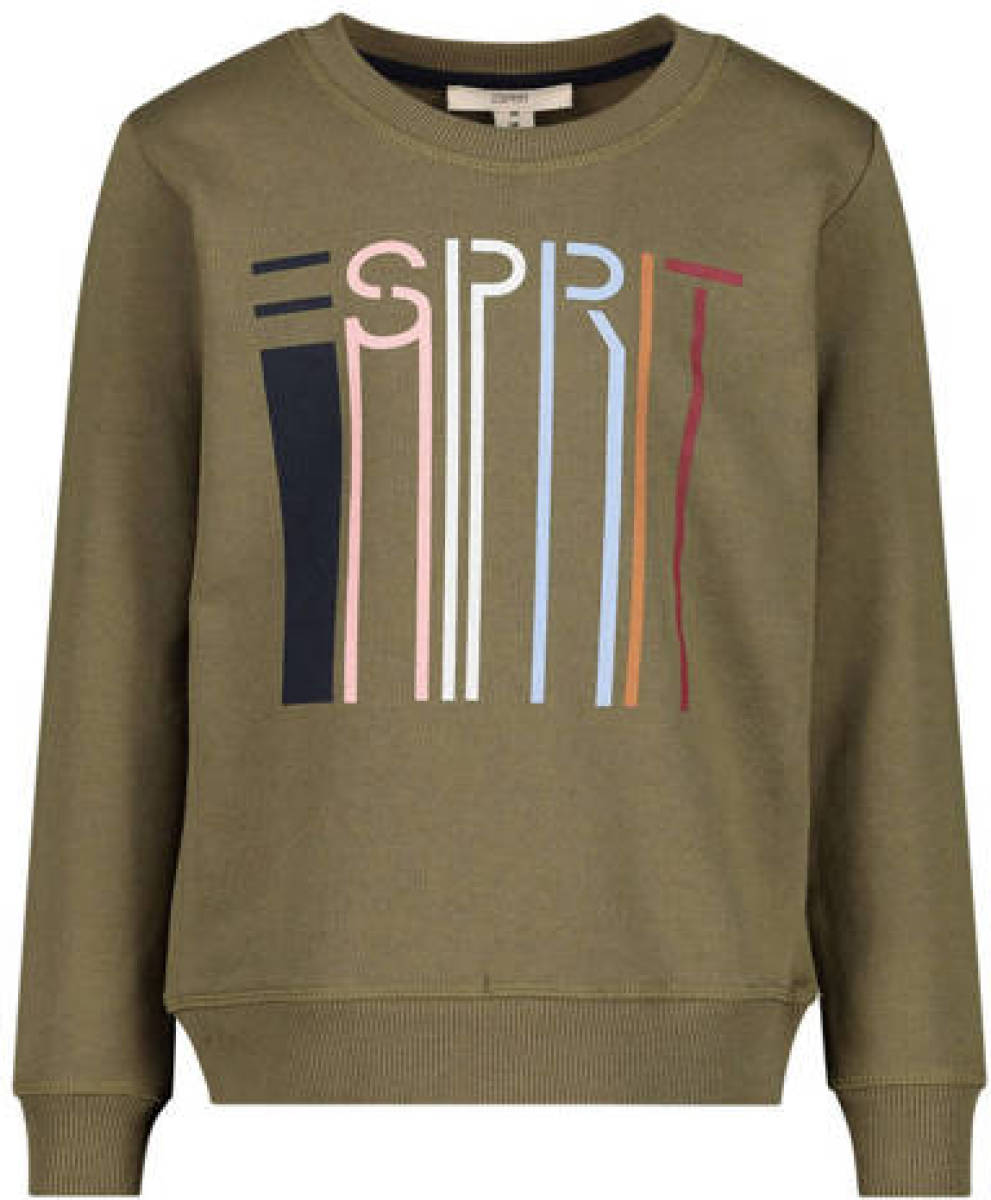 Esprit sweater met logo kaki groen