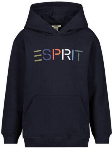 Esprit hoodie + longsleeve met logo donkerblauw/lichtblauw