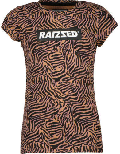 Raizzed T-shirt met zebraprint bruin/zwart