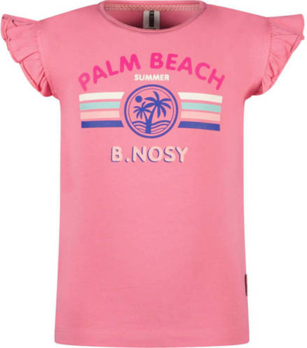 B.Nosy T-shirt met printopdruk en ruches roze
