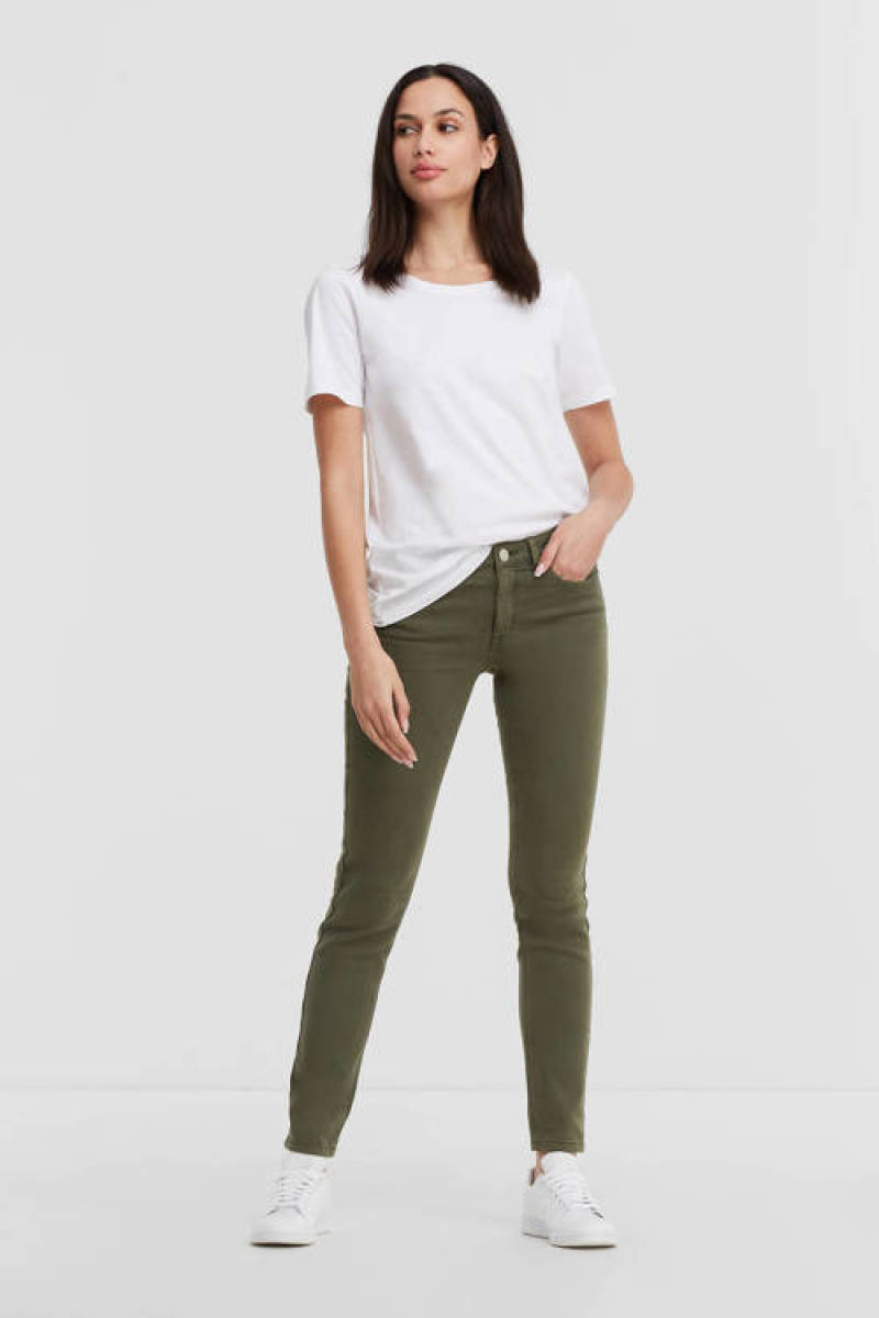 anytime mid rise skinny jeans khaki