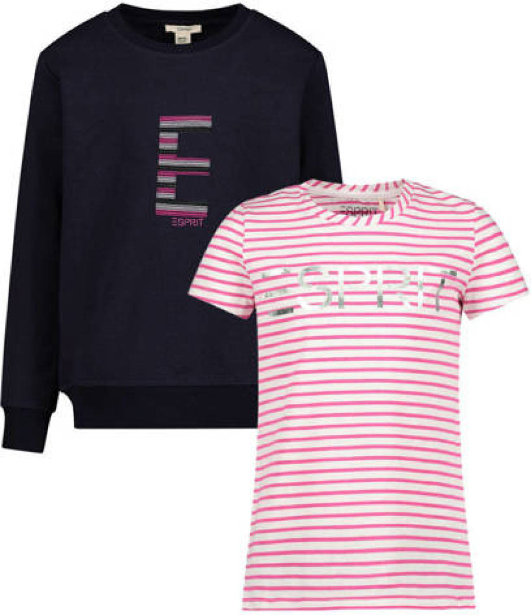 Esprit sweater + T-shirt donkerblauw/rood