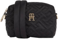 Tommy hilfiger doorgestikte crossbody tas zwart