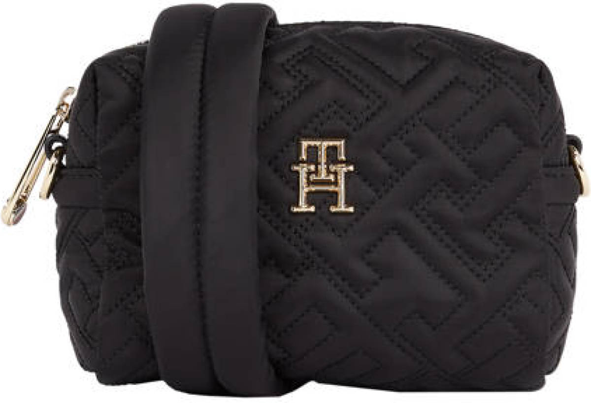 Tommy hilfiger doorgestikte crossbody tas zwart