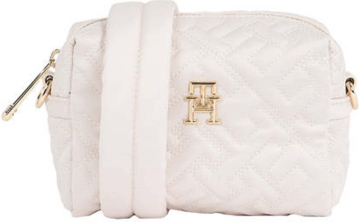 Tommy hilfiger doorgestikte crossbody tas ecru