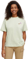 Scotch & Soda T-shirt Wildflower loose-fit T-shirt met logo lichtgroen