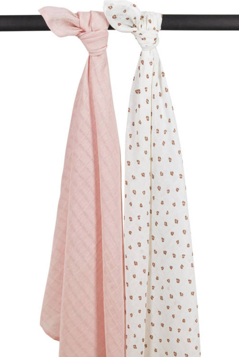 Meyco hydrofiele swaddle Mini Panther 120x120 cm - set van 2 Soft Pink