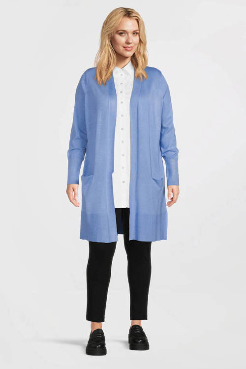 GREAT LOOKS Lang gebreid vest lichtblauw