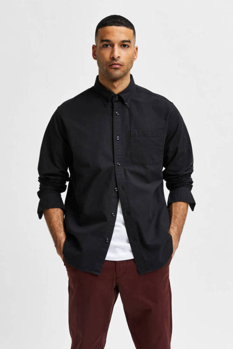 SELECTED HOMME regular fit overhemd SLHREGRICK-OX met biologisch katoen black