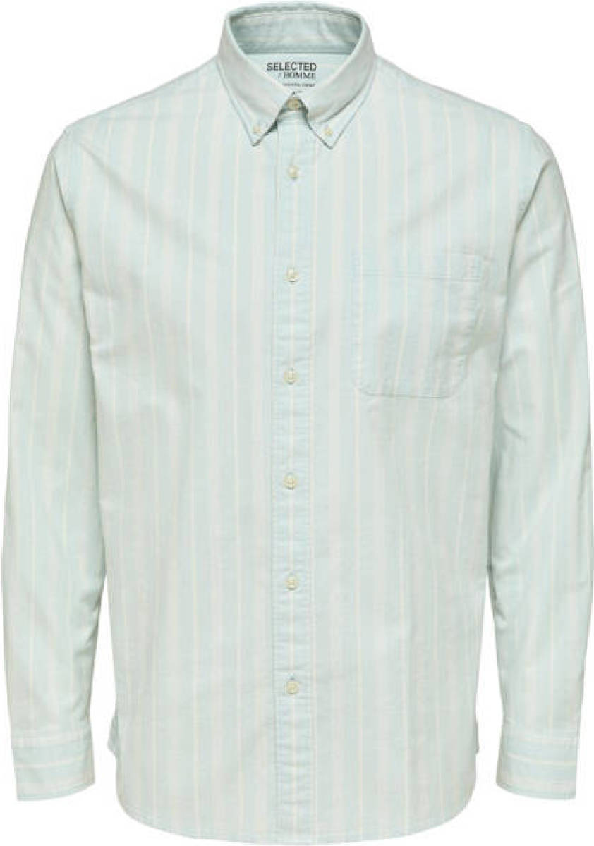 SELECTED HOMME gestreept regular fit overhemd SLHREGRICK-OX met biologisch katoen blauw