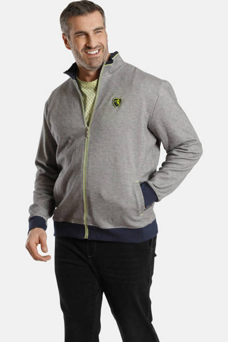 Charles Colby +FIT Collectie gemêleerd sweatvest DUKE QUINNS Plus Size lichtgrijs