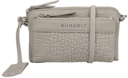 Burkely leren crossbody tas Casual Cayla Mini met crocoprint grijs