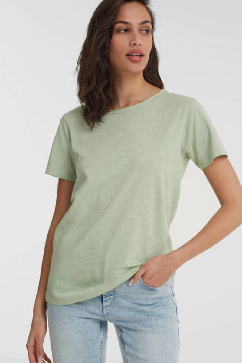 anytime raw edge T-shirt groen