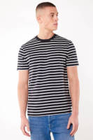 America Today gestreept regular fit T-shirt black/white
