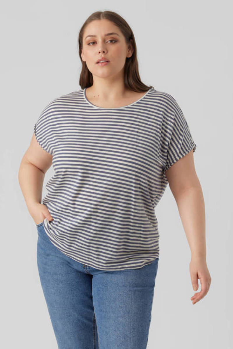 VERO MODA CURVE T-shirt bluestripes