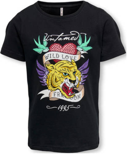 KIDS Only GIRL T-shirt KOGALICE met printopdruk zwart