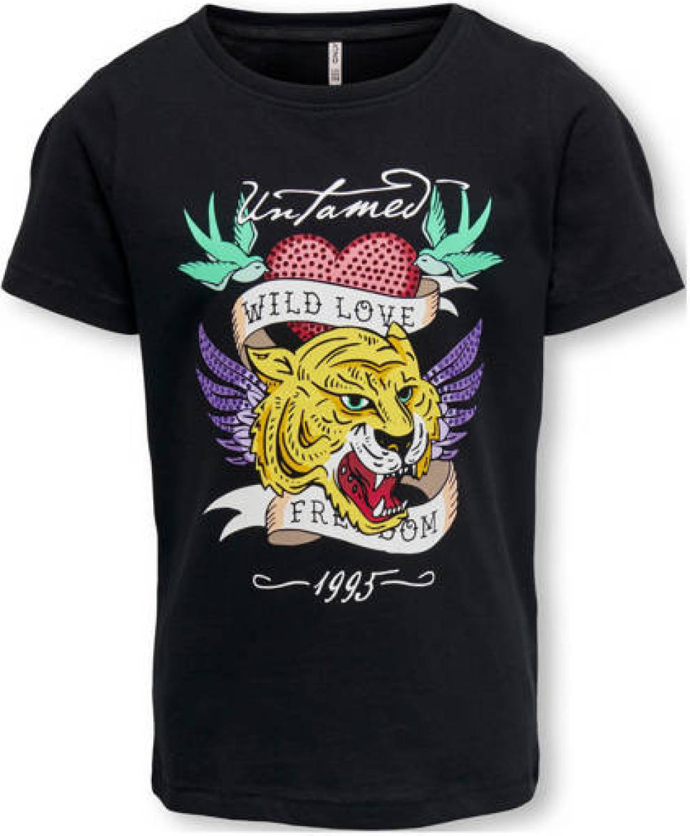 KIDS Only GIRL T-shirt KOGALICE met printopdruk zwart