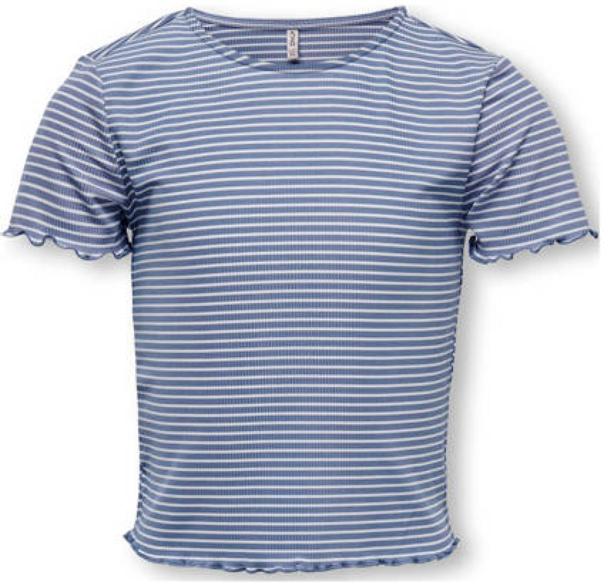 KIDS Only GIRL gestreept ribgebreid T-shirt KOGWILMA LIFE van gerecycled polyester blauw/wit