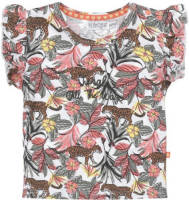 Dirkje T-shirt met all over print en ruches multi