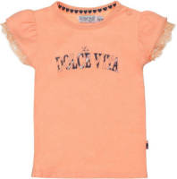 Dirkje T-shirt met printopdruk en kant oranje