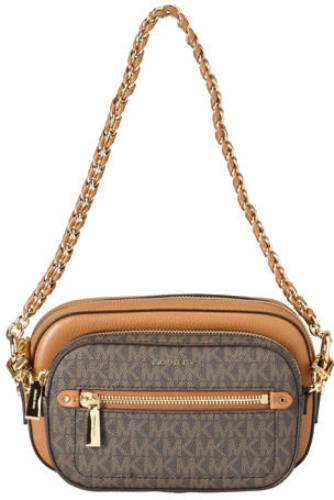 Michael Kors leren crossbody tas Jet Set 5-in-1 met logoprint cognac/bruin