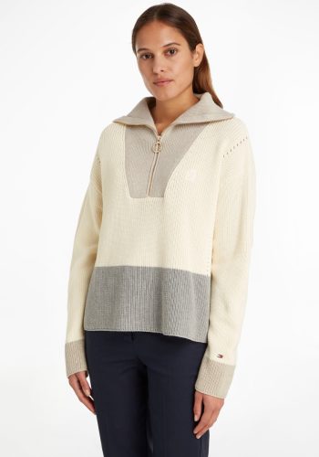 Tommy hilfiger Gebreide trui COLOURBLOCK HALF-ZIP SWEATER