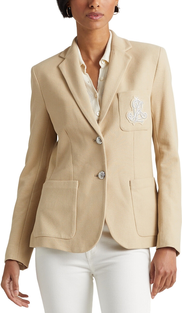 Lauren Ralph Lauren getailleerde blazer Anfisa met borduursels beige