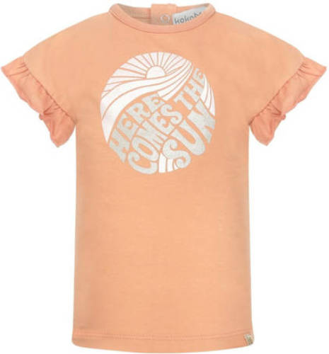 Koko Noko T-shirt met printopdruk en ruches oranje