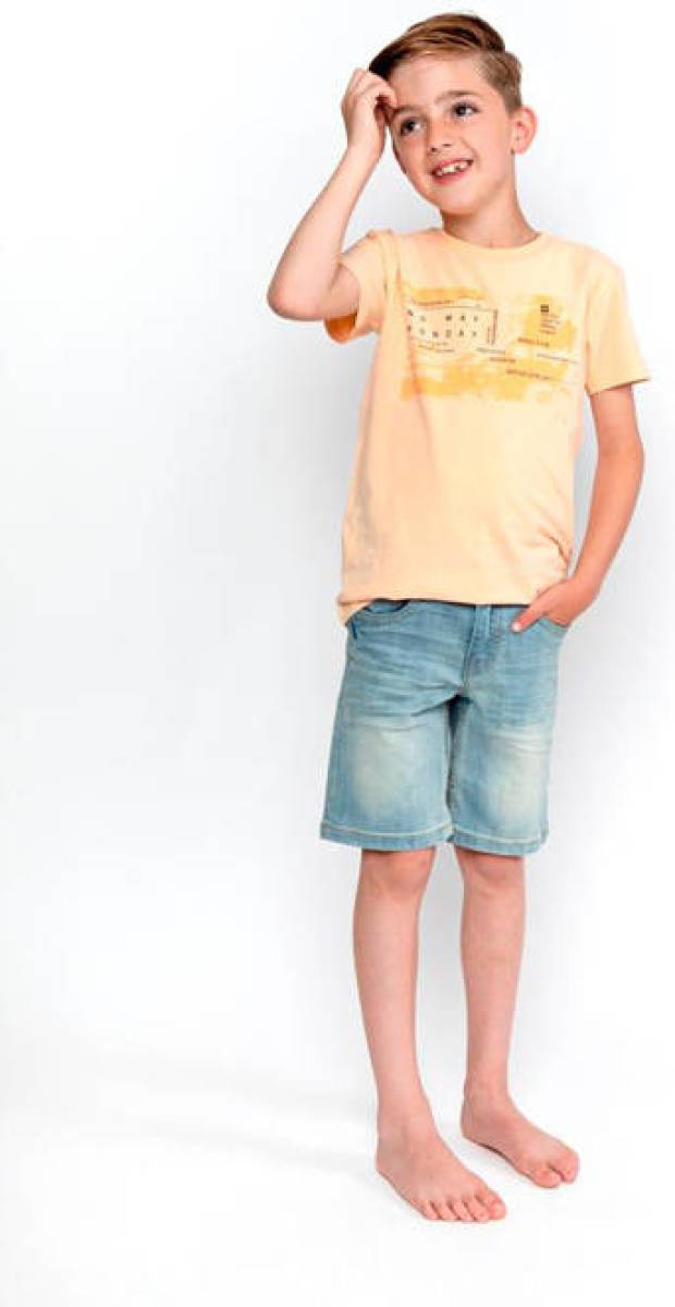 No Way Monday T-shirt met printopdruk licht perzik