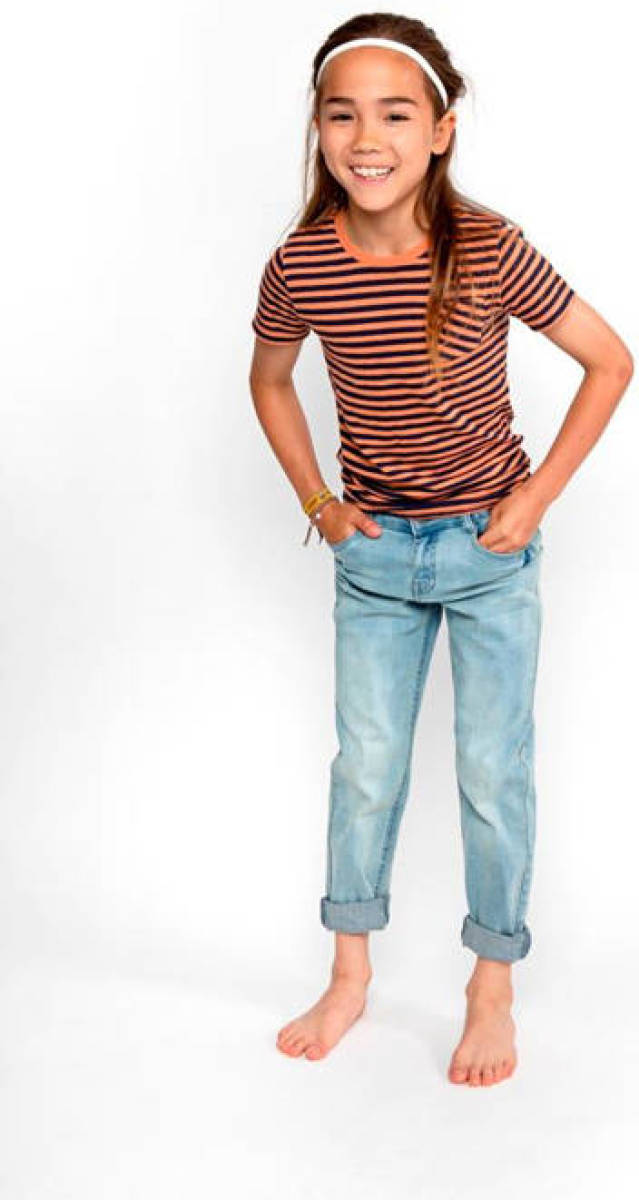 No Way Monday gestreept T-shirt cognac/zwart