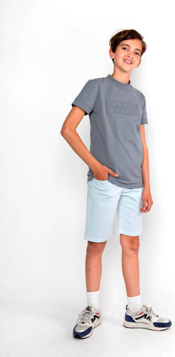 No Way Monday T-shirt met logo grijsblauw