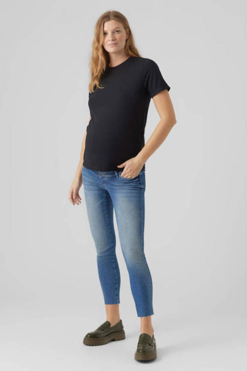 MAMALICIOUS slim fit zwangerschapsjeans MLAKOSTA light blue denim