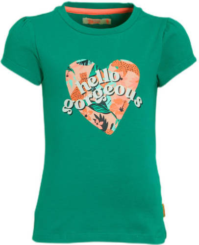 Orange Stars T-shirt Mieke met printopdruk groen