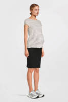 ONLY MATERNITY gestreepte crop zwangerschapstop OLMANITS ecru/roze