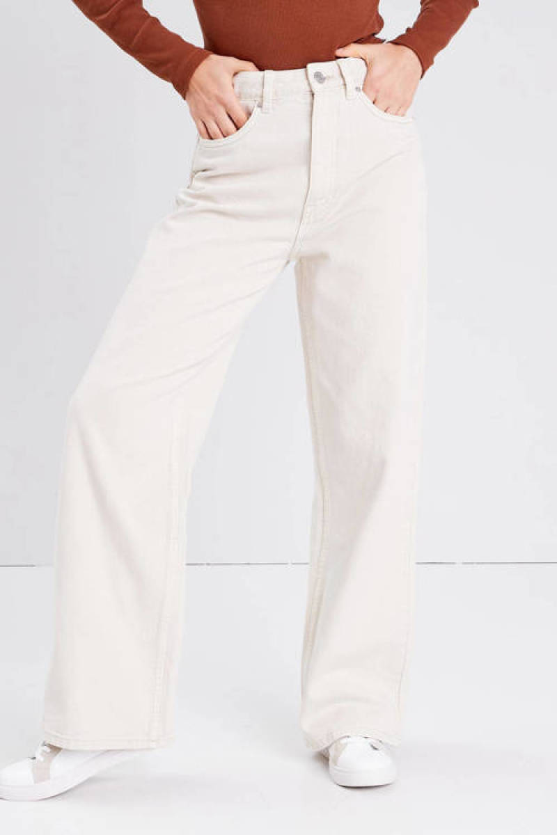 Cache Cache high waist wide leg jeans ecru