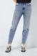 NOISY MAY cropped high waist straight fit jeans NMMONI light blue