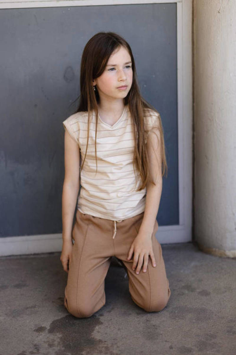 LEVV gestreept T-shirt beige