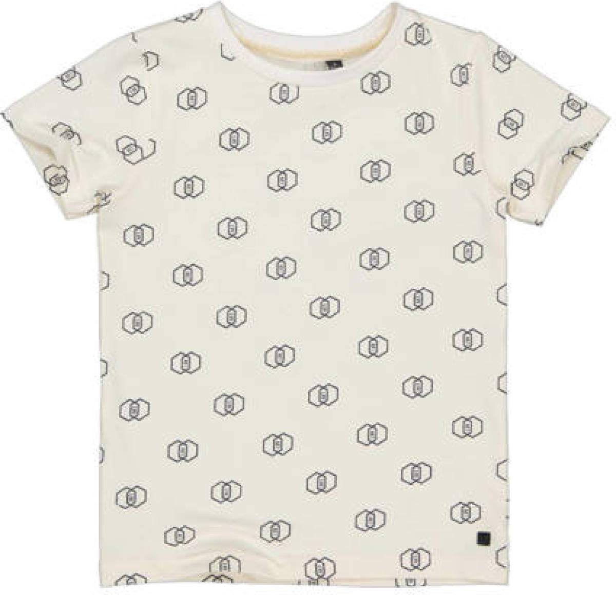 LEVV T-shirt met all over print ecru