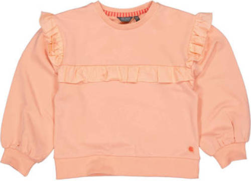 Quapi longsleeve met ruches zacht oranje