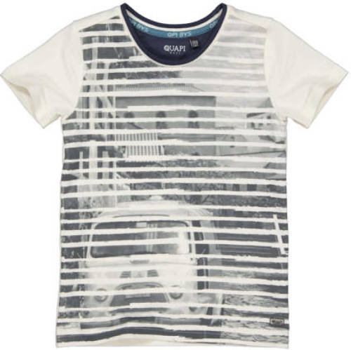 Quapi T-shirt QTARJE met printopdruk wit/zwart