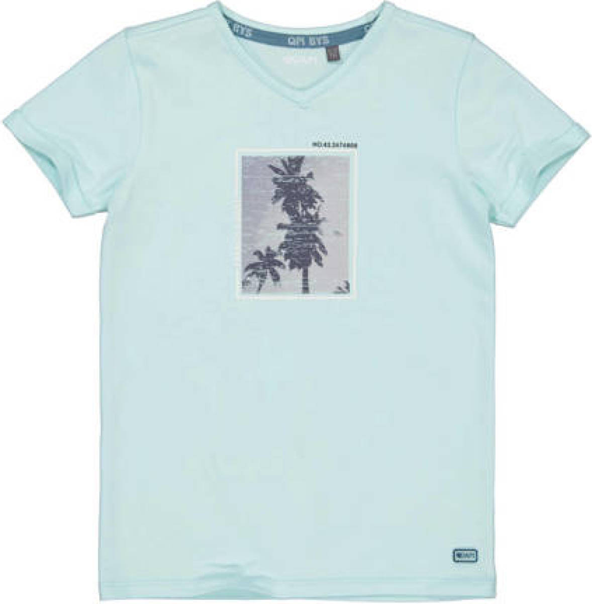 Quapi T-shirt QTATE met printopdruk lichtblauw