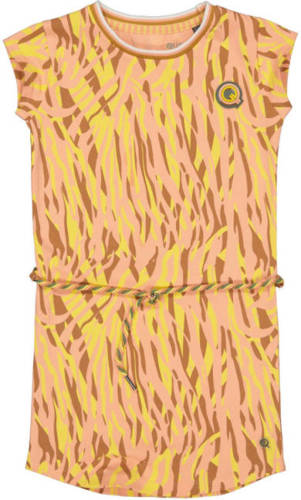 Quapi jurk QTABITA met all over print geel/roze