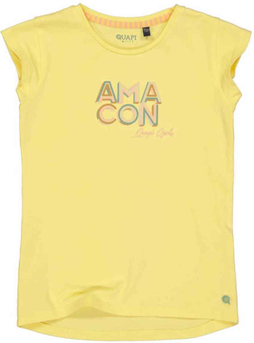 Quapi T-shirt QTECILIA met tekst geel
