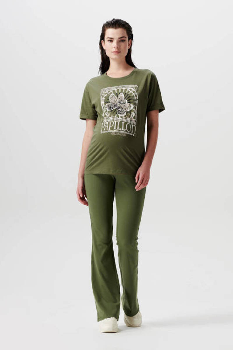 Supermom zwangerschapsshirt Evergreen met pied-de-poule groen